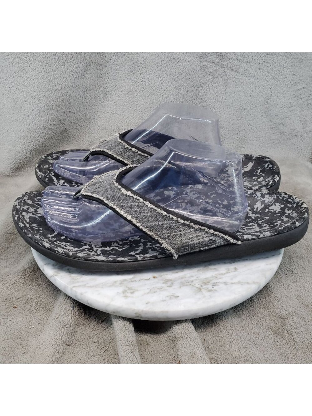 Spenco Shoes Mens Size 13 Yumi Gray Canvas Thong Sandals Flip Flops *Read*